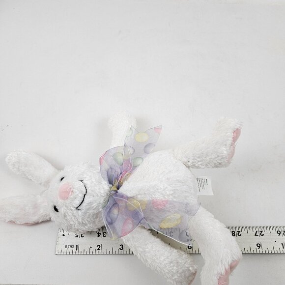 Hallmark White Plush Bunny Bow Pastel Polka Dots 8 in Stuffed Animal Vintage - Picture 9 of 10